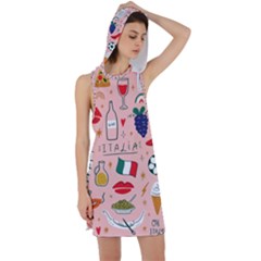 Food Pattern Italia Racer Back Hoodie Dress