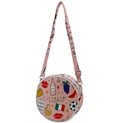 Food Pattern Italia Crossbody Circle Bag