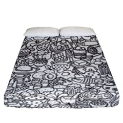 Food Doodle Pattern Fitted Sheet (queen Size)