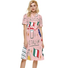 Food Pattern Italia Button Top Knee Length Dress