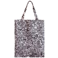 Food Doodle Pattern Zipper Classic Tote Bag