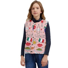 Food Pattern Italia Kid s Button Up Puffer Vest	