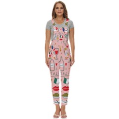 Food Pattern Italia Women s Pinafore Overalls Jumpsuit