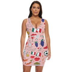 Food Pattern Italia Draped Bodycon Dress