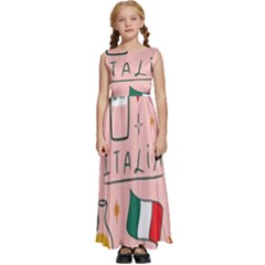 Food Pattern Italia Kids  Satin Sleeveless Maxi Dress