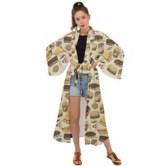 Junk Food Hipster Pattern Maxi Kimono