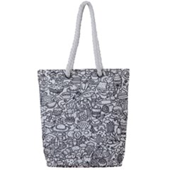 Food Doodle Pattern Full Print Rope Handle Tote (small)