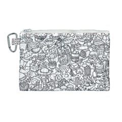 Food Doodle Pattern Canvas Cosmetic Bag (large)