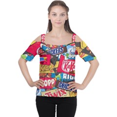 Pop Art Food Cute Patterns Cutout Shoulder T-shirt