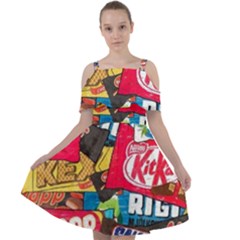 Pop Art Food Cute Patterns Cut Out Shoulders Chiffon Dress by Sarkoni