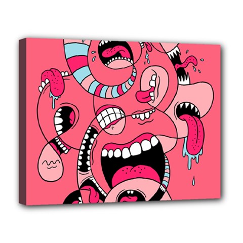 Big Mouth Worm Canvas 14  X 11  (stretched)