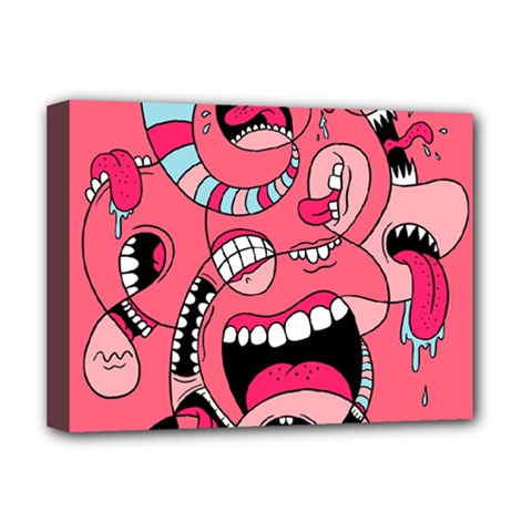 Big Mouth Worm Deluxe Canvas 16  X 12  (stretched)  by Dutashop