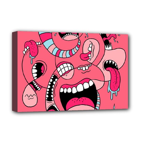 Big Mouth Worm Deluxe Canvas 18  X 12  (stretched) by Dutashop