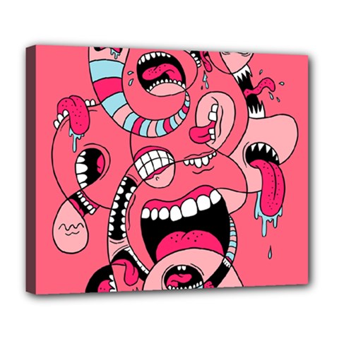 Big Mouth Worm Deluxe Canvas 24  X 20  (stretched)