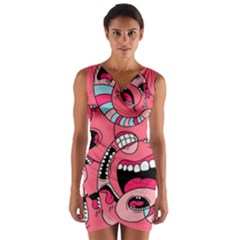 Big Mouth Worm Wrap Front Bodycon Dress by Dutashop