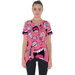 Big Mouth Worm Cut Out Side Drop T-shirt