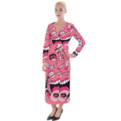 Big Mouth Worm Velvet Maxi Wrap Dress by Dutashop