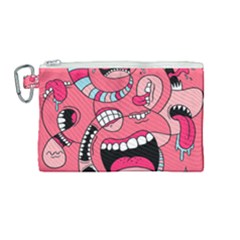 Big Mouth Worm Canvas Cosmetic Bag (medium) by Dutashop