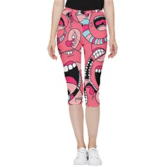 Big Mouth Worm Inside Out Lightweight Velour Capri Leggings  by Dutashop