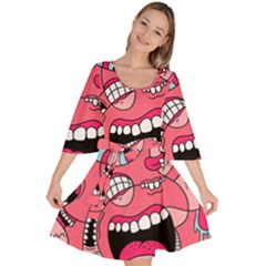 Big Mouth Worm Velour Kimono Dress