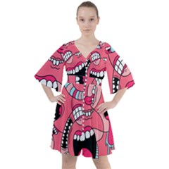 Big Mouth Worm Boho Button Up Dress by Dutashop