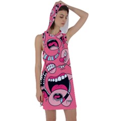 Big Mouth Worm Racer Back Hoodie Dress by Dutashop