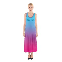 Blue Pink Purple Sleeveless Maxi Dress