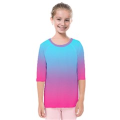 Blue Pink Purple Kids  Quarter Sleeve Raglan T-shirt