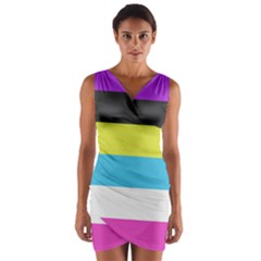 Bigender Flag Copy Wrap Front Bodycon Dress