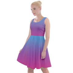 Blue Pink Purple Knee Length Skater Dress