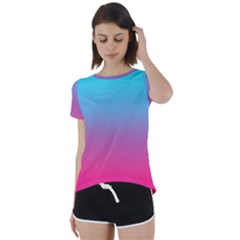 Blue Pink Purple Short Sleeve Open Back T-shirt by Dutashop