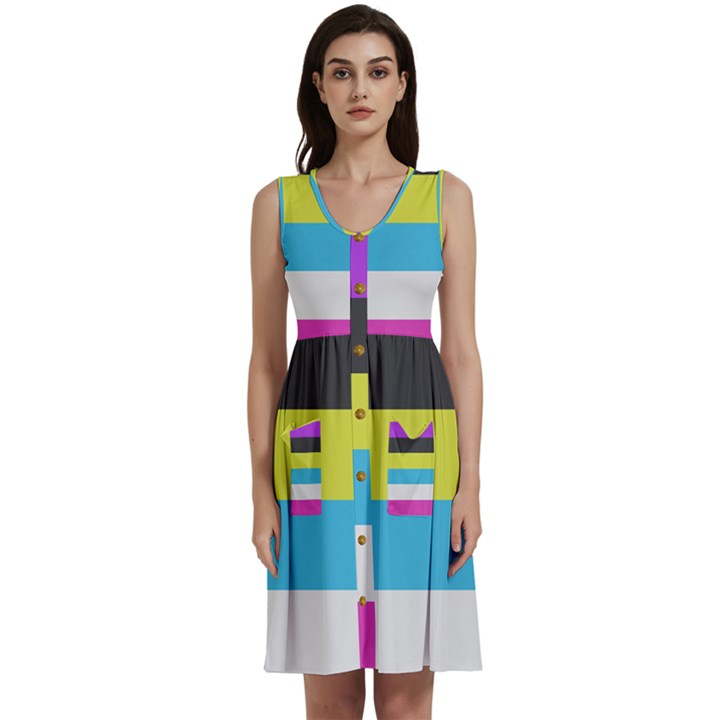 Bigender Flag Copy Sleeveless Dress With Pocket