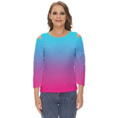 Blue Pink Purple Cut Out Wide Sleeve Top