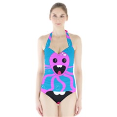 Bubble Octopus Copy Halter Swimsuit