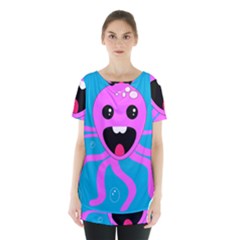 Bubble Octopus Copy Skirt Hem Sports Top