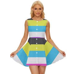 Bigender Flag Copy Sleeveless Button Up Dress