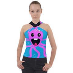 Bubble Octopus Copy Cross Neck Velour Top