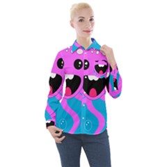 Bubble Octopus Copy Women s Long Sleeve Pocket Shirt