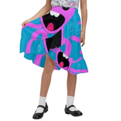 Bubble Octopus Copy Kids  Ruffle Flared Wrap Midi Skirt by Dutashop