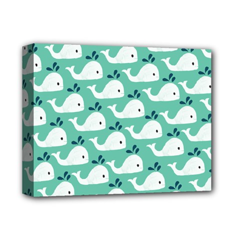 Whale Sea Blue Deluxe Canvas 14  X 11  (stretched) by Dutashop