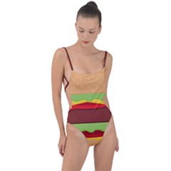 Cake Cute Burger Tie Strap One Piece Swimsuit
