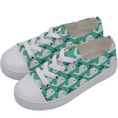 Whale Sea Blue Kids  Low Top Canvas Sneakers by Dutashop