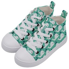 Whale Sea Blue Kids  Mid-top Canvas Sneakers by Dutashop