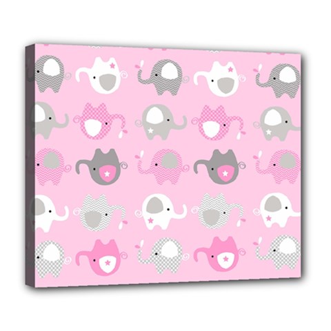 Animals Elephant Pink Cute Deluxe Canvas 24  X 20  (stretched) by Dutashop