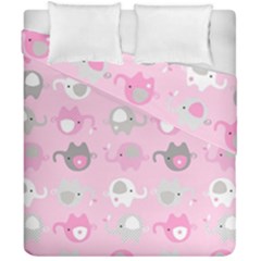 Animals Elephant Pink Cute Duvet Cover Double Side (california King Size)