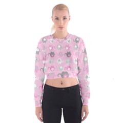 Animals Elephant Pink Cute Cropped Sweatshirt