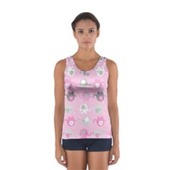 Animals Elephant Pink Cute Sport Tank Top 