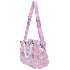 Animals Elephant Pink Cute Rope Handles Shoulder Strap Bag by Dutashop