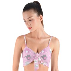Animals Elephant Pink Cute Woven Tie Front Bralet by Dutashop