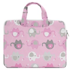 Animals Elephant Pink Cute Macbook Pro 13  Double Pocket Laptop Bag by Dutashop